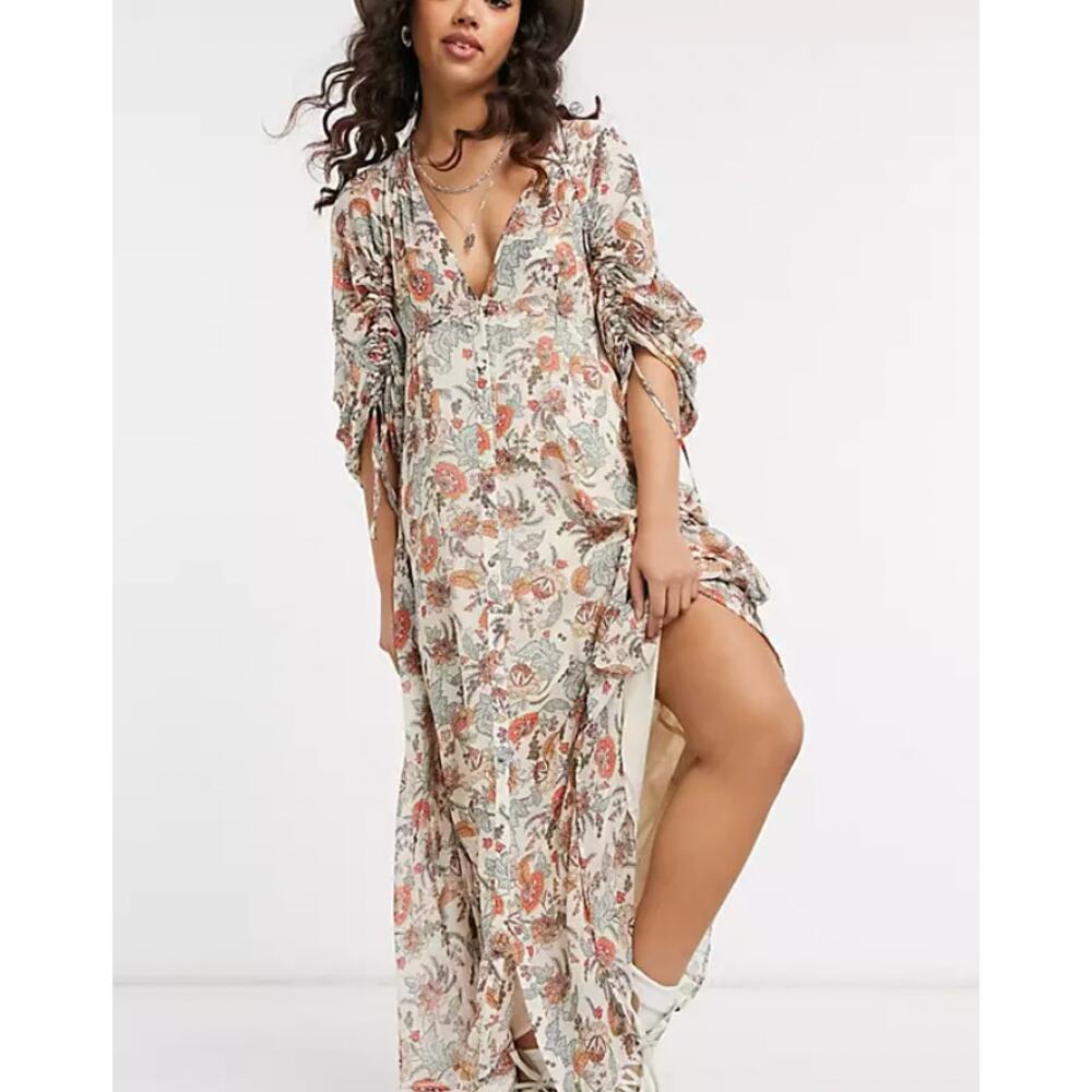 Free People Earth Folk Maxi Dress in Tea Combo - Picture 7 of 11